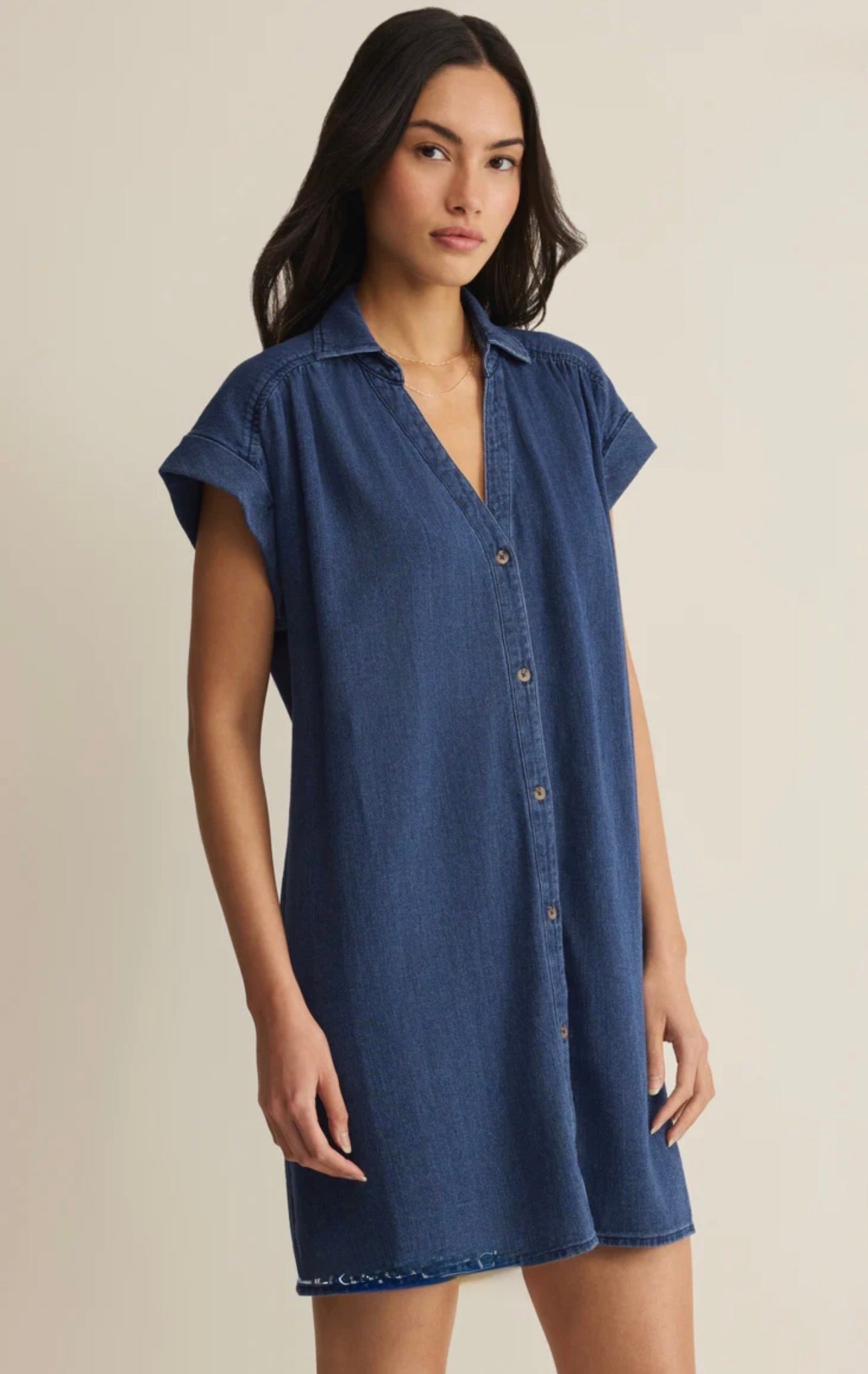 Z Supply Shellbound Twill Dress-Twilight Blue