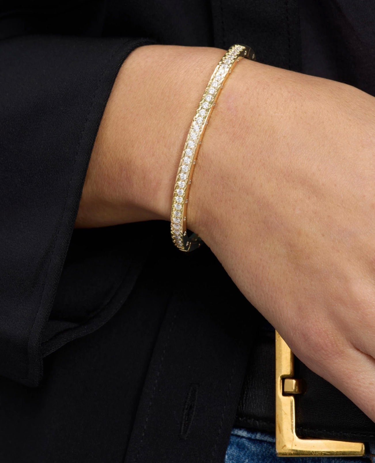 Melinda Maria “Ashley” Pavé Cuff-Gold/White