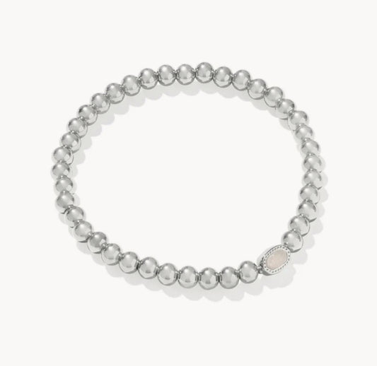 Kendra Scott Mini Elaina Stretch Bracelet-Silver Iridescent Drusy