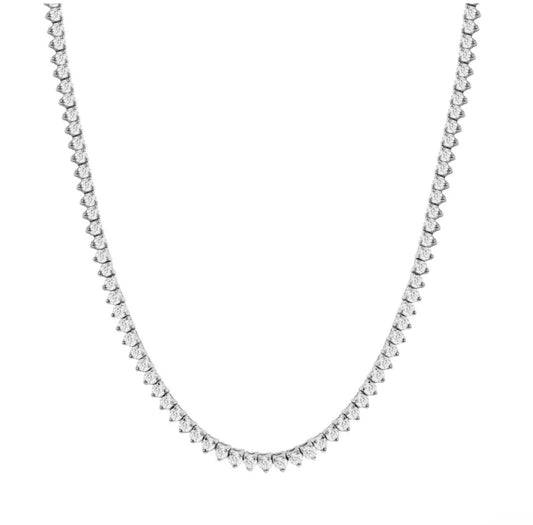 LeMel Graduated CZ Tennis Necklace-Silver