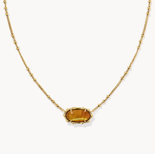 Kendra Scott Elisa Bamboo Pendant Necklace-Gold Marbled Amber