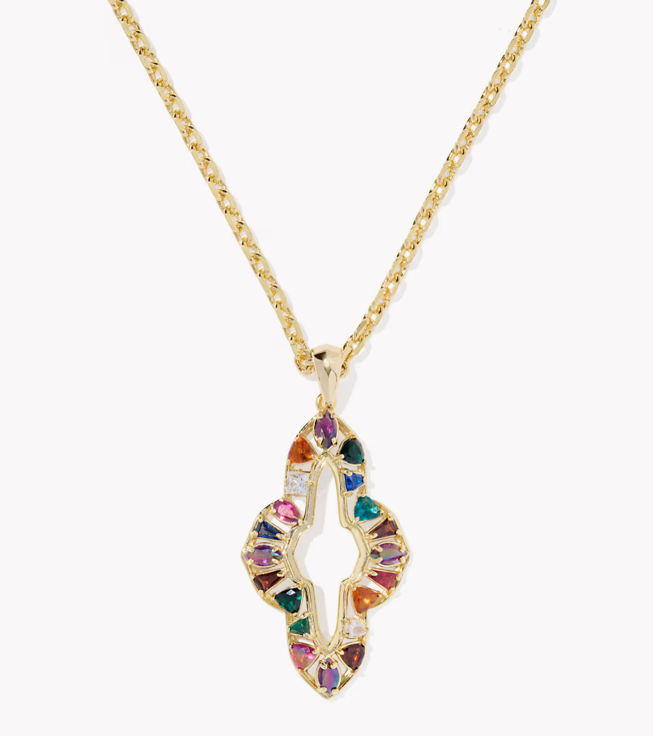 Kendra Scott Abbie Crystal Long Pendant Necklace-Gold Multi Mix
