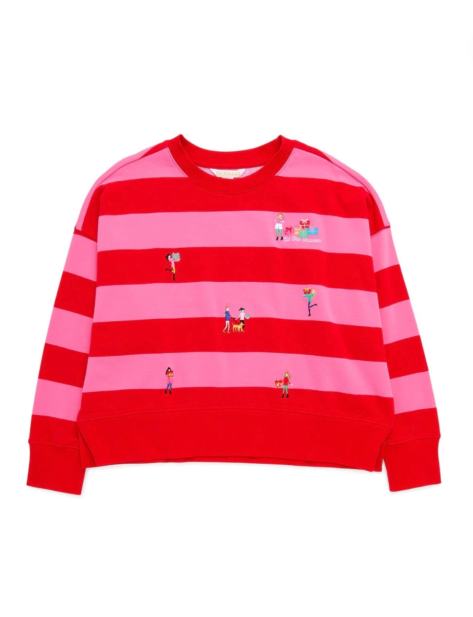 Shiraleah "Gifting" Embroidered Sweatshirt-Red/Pink