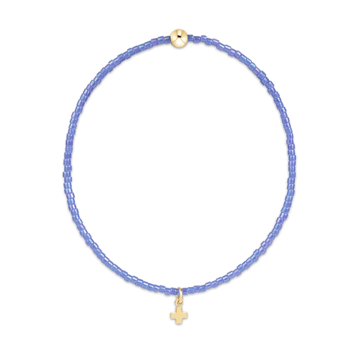 Enewton “Hope Classic” Signature Cross Small Gold Charm Bracelet - Bright Blue