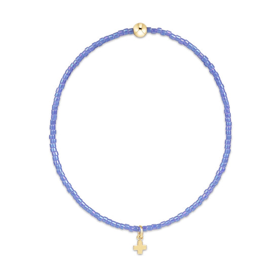 Enewton “Hope Classic” Signature Cross Small Gold Charm Bracelet - Bright Blue