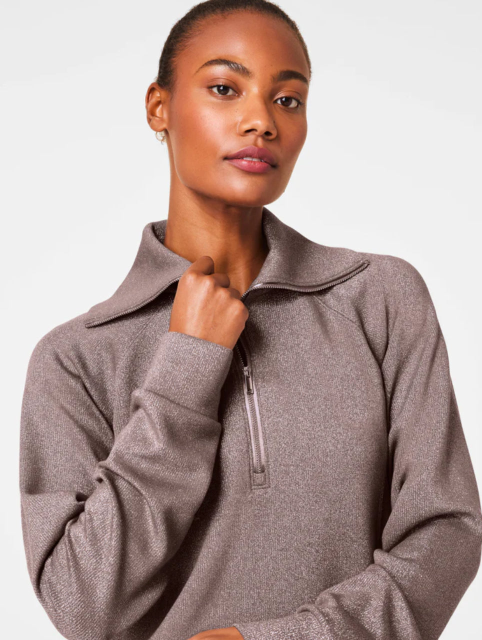 Spanx AirEssentials Half Zip-Smoke Silver