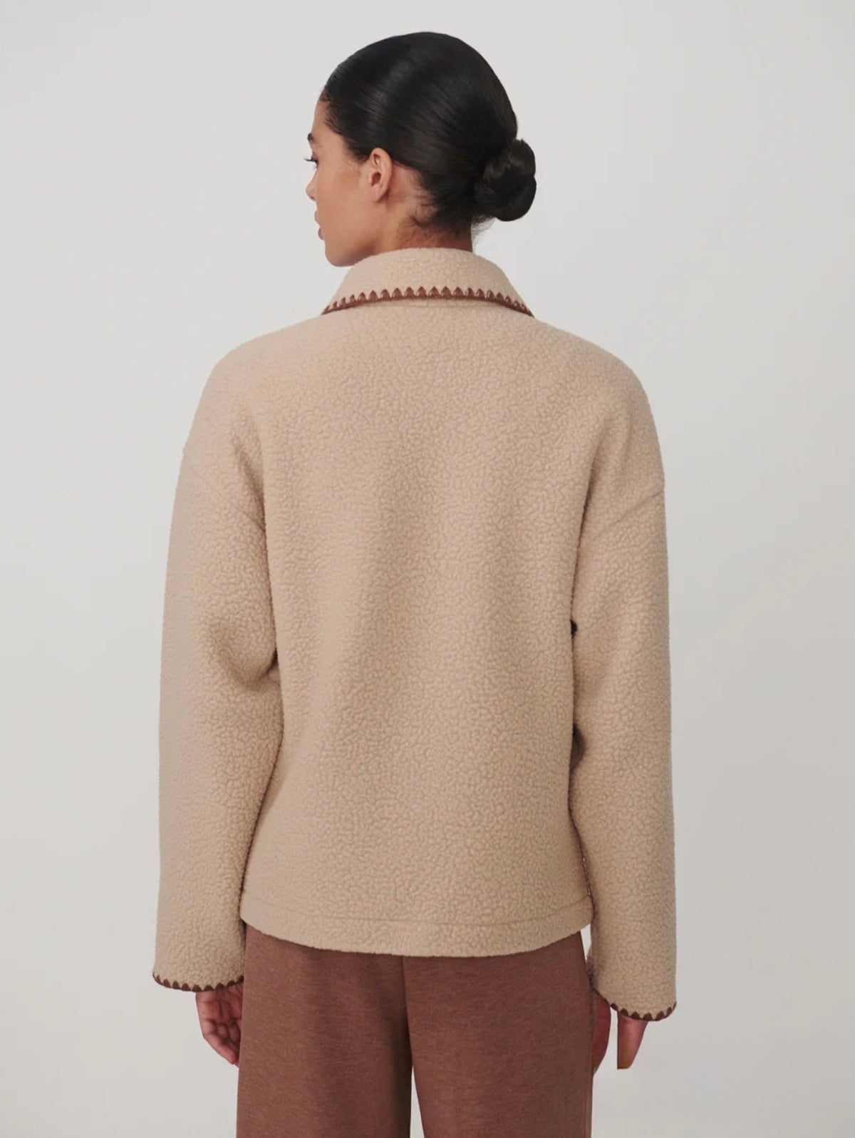 Varley “Ruiko” Zip Through Fleece-Light Taupe