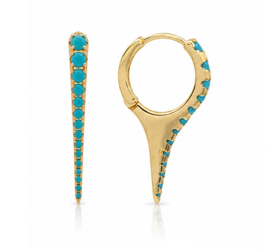 LeMel Summer Turquoise Spike Huggies- Gold