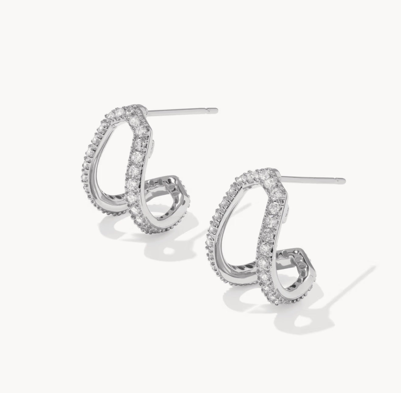 Kendra Scott Daphne Pavé Huggie Earring-Silver White CZ