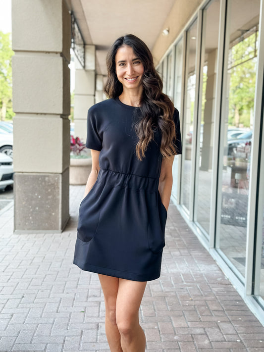 Spanx AirEssentials Cinched T-Shirt Dress-Very Black