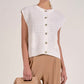 Elan “Ayla” Sleeveless Button Front Cardigan-White