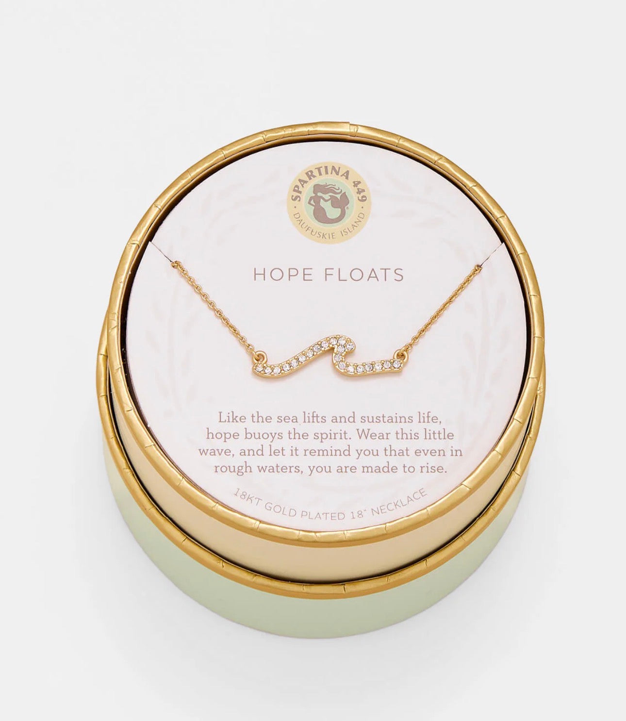 Spartina 449 Sea La Vie 18” Necklace-Hope Floats/Wave- Gold