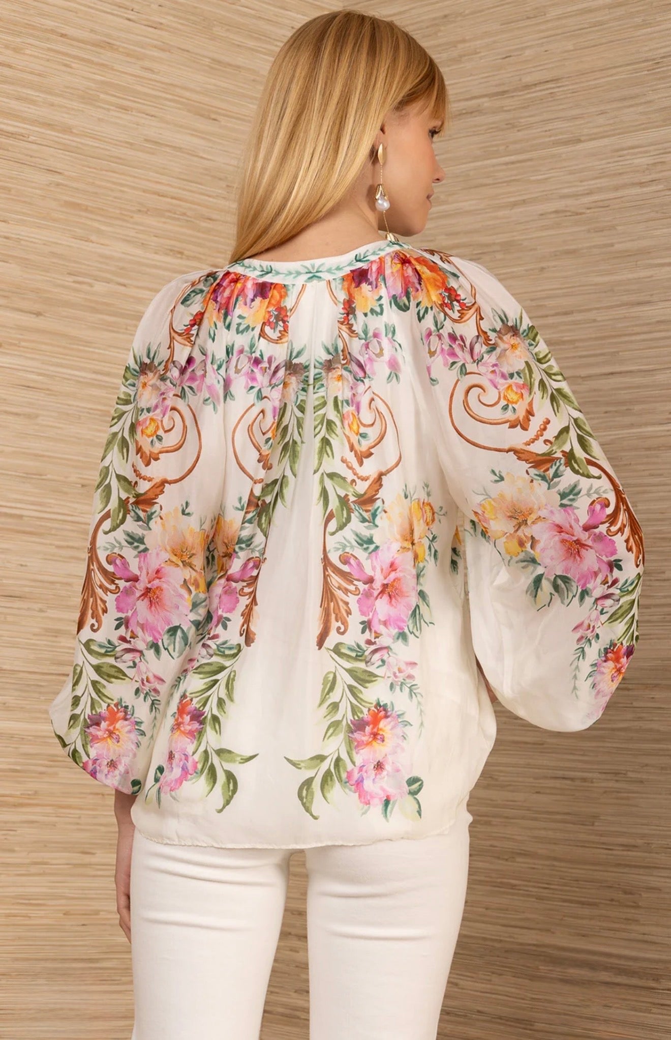 Hale Bob “Aarna” L/S Chiffon Top-Ivory
