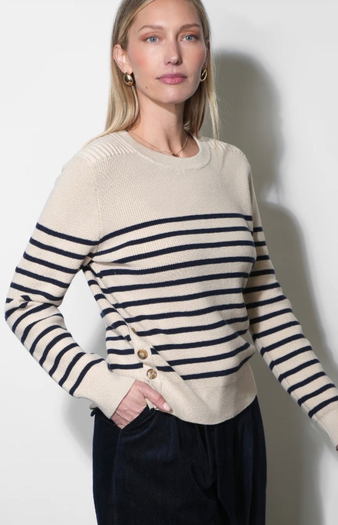 Greylin “Libby” Stripe Sweater- Almond