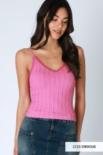 Niki Biki Lace Trim Texture Cami-Crocus