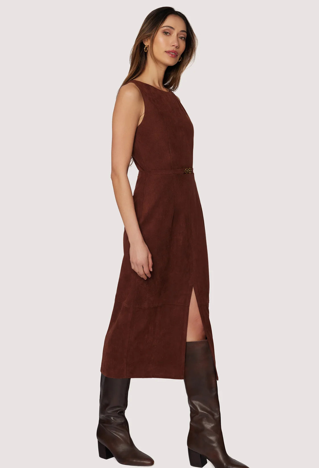 Lost + Wander “Fall Enchantment” Midi Dress-Brown