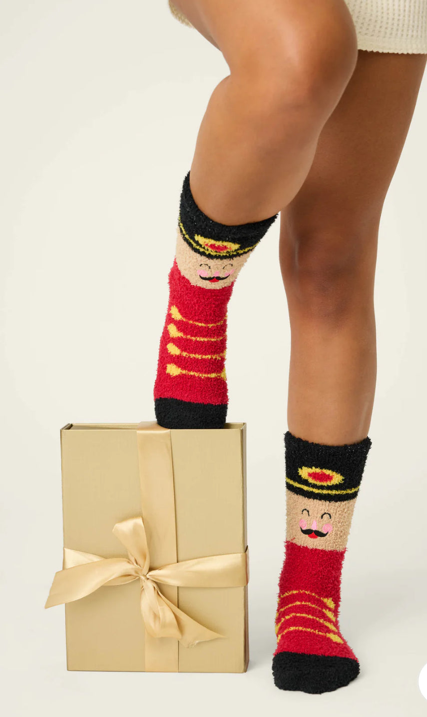 PJ Salvage Cozy Crew Socks-Nutcracker