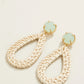 Spartina 449 Poolside Wicker Earrings-Sea Foam/White