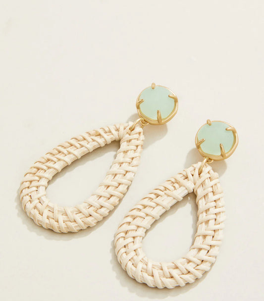 Spartina 449 Poolside Wicker Earrings-Sea Foam/White