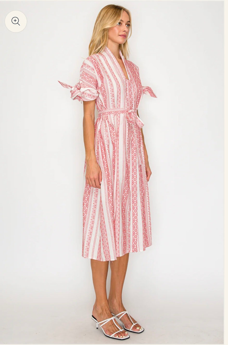 Meet Me in Santorini Shirt Midi Dress-Crimson Weave