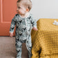 Milkbarn Kids "Highland Cow" Organic Cotton Zipper Footed Romper