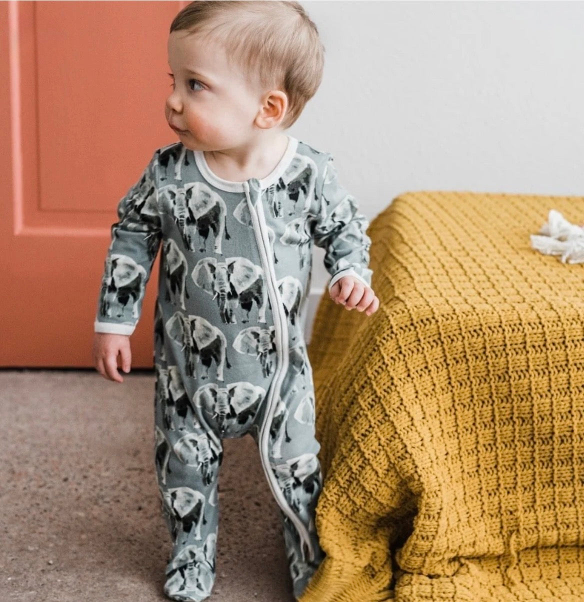 Milkbarn Kids "Highland Cow" Organic Cotton Zipper Footed Romper