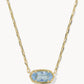 Kendra Scott Elisa Luxe Short Pendant Necklace-Gold Light Blue CZ