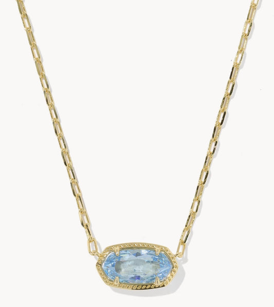 Kendra Scott Elisa Luxe Short Pendant Necklace-Gold Light Blue CZ