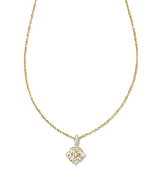 Kendra Scott Dira Crystal Pendant Necklace-Gold White Crystal