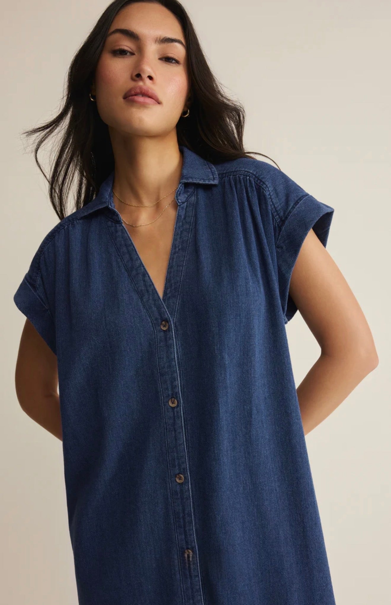 Z Supply Shellbound Twill Dress-Twilight Blue