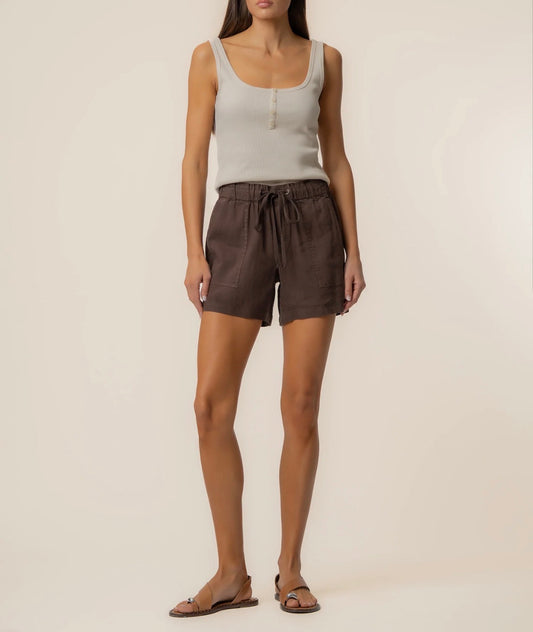 Kut from the Kloth "Katana" High Rise Drawstring Short-Chocolate