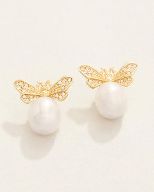 Spartina 449 Vintage Bee Bauble Stud-Pearl