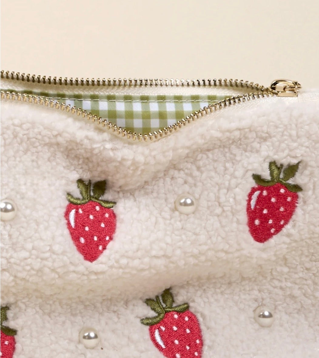 The Darling Effect Teddy Pouch-Strawberries & Pearls