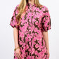 Uncle Frank Rose Pin Tuck Dress- Brown