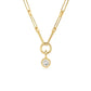 LeMel “Blaire” Bezel Round CZ Charm Necklace 18” (on Callie Chain)