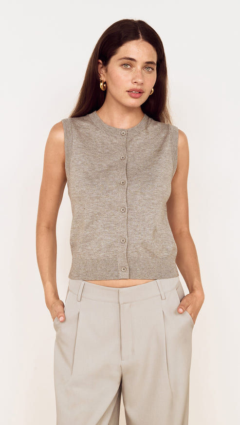 Mink Pink "Etta" Knit Vest-Grey