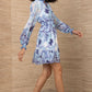 Hale Bob “Bertile” L/S Chiffon Dress- Blue
