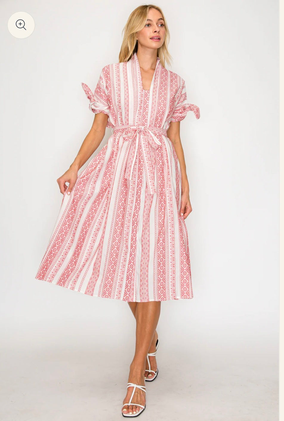 Meet Me in Santorini Shirt Midi Dress-Crimson Weave