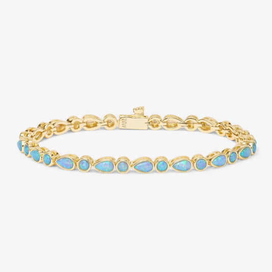 Melinda Maria “Isla” Tennis Bracelet-Gold/Blue Opal