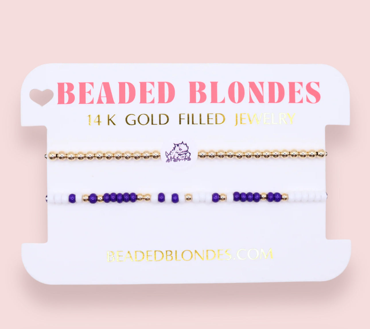 Beaded Blondes "TCU/Frogs" Sprinkle Bracelet Stack-Standard 6.75"