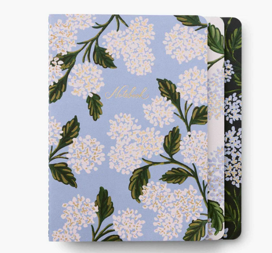 Rifle Paper Co. “Hydrangea” Stitched Notebook Set - Set of 3