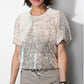 Greylin "Grace" Velvet Sequin Bubble Top-Cream