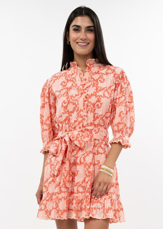 Uncle Frank Pretty Paisley Dress-Coral