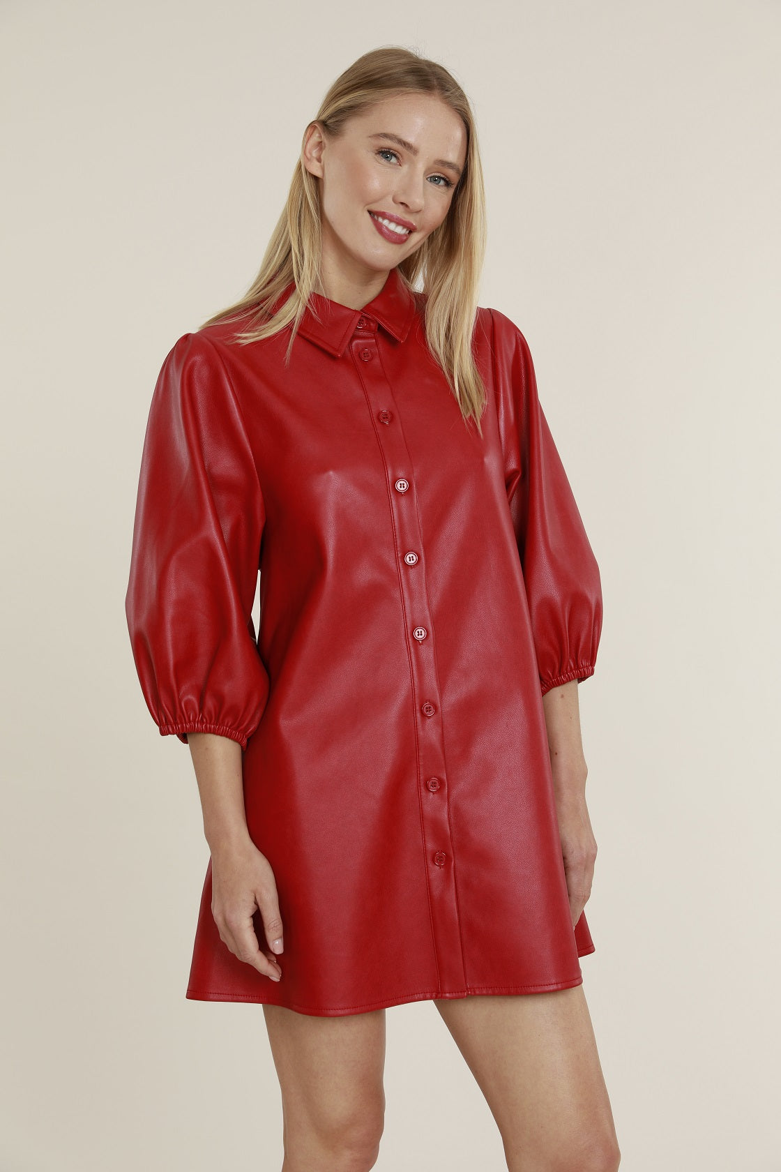 Dolce Cabo Vegan Leather Tunic/Dress- Red