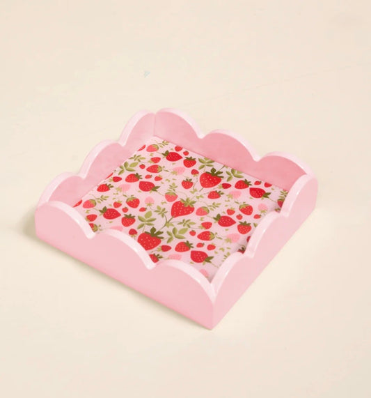 The Darling Effect Scallop Trinket Tray-Strawberry Fields