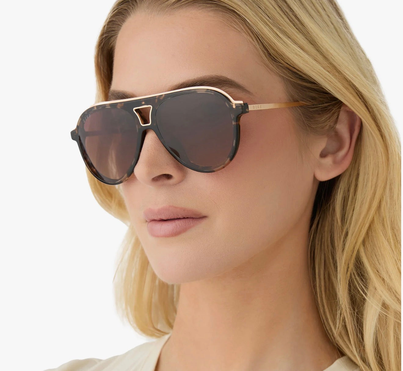 Diff Eyewear “Tosca III” Espresso Tortoise Brown Gradient Polarized Sunglasses