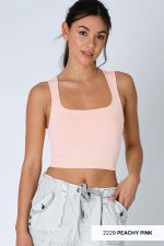 Niki Biki Clean Line Square Neck Top-Peachy Pink