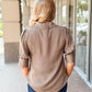 KLd "Mariah" Bubble Hemmed Blouse-Khaki