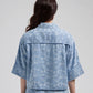 Florez "Irini" Printed Chambray Blouse-Light Blue