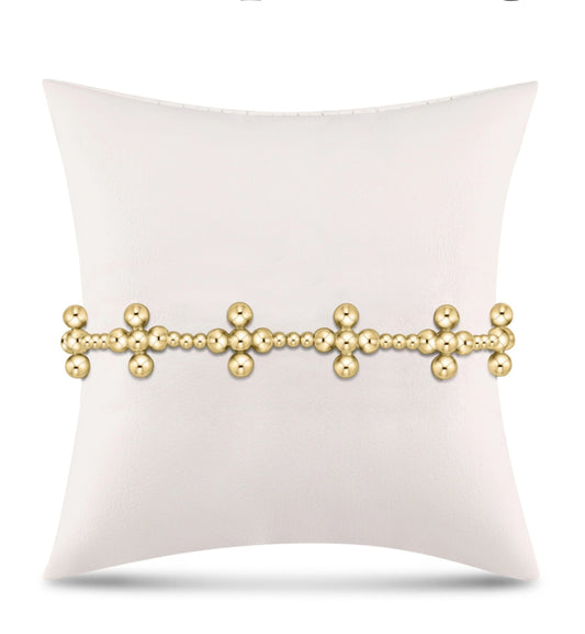 Enewton "Signature Cross Sincerity" Pattern 2.5mm Bead Bracelet-Classic Beaded Signature Cross Gold 4mm Bead -Gold